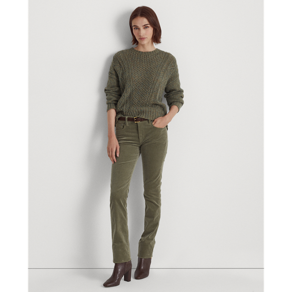 RALPH LAUREN STRETCH CORDUROY MID-RISE STRAIGHT PANT