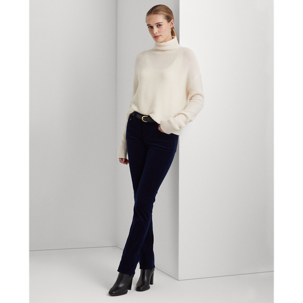 Ralph Lauren Stretch Corduroy Mid-rise Straight Pant In Holiday Navy Velvet
