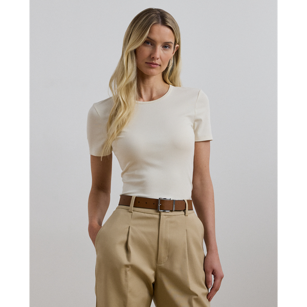 Lauren Ralph Lauren Stretch Cotton T-shirt In Mascarpone Cream