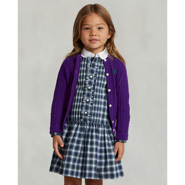 Polo Ralph Lauren Kids' Mini-cable Cotton Cardigan In College Purple