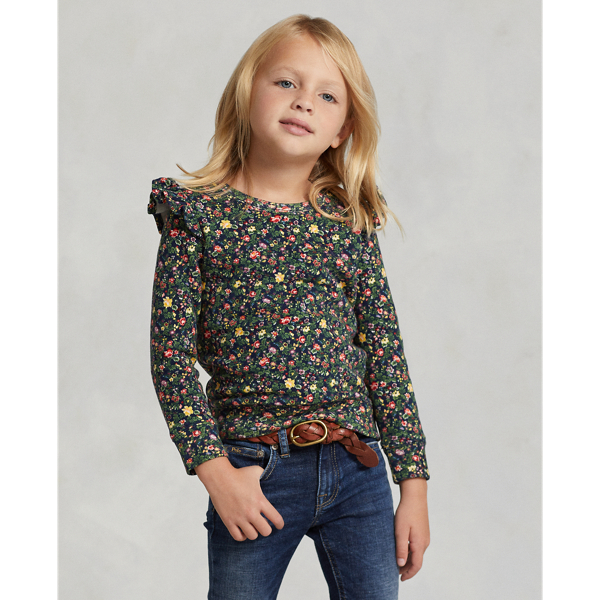 Polo Ralph Lauren Kids' Floral Ruffled Fleece Sweatshirt In Addison Floral  | ModeSens