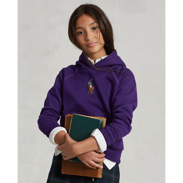 Polo Ralph Lauren Kids' Big Pony Fleece Hoodie In College Purple