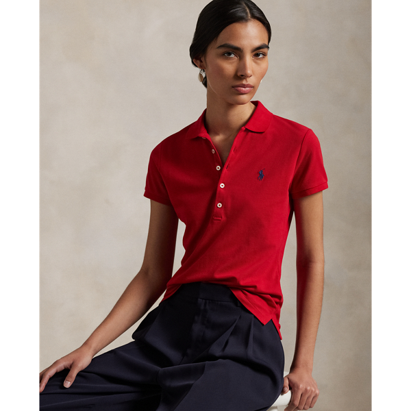 Polo Ralph Lauren Slim Fit Stretch Polo Shirt In Red/navy