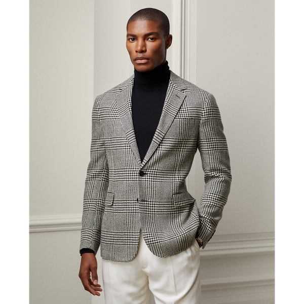 Black and white glen plaid sport coat sale