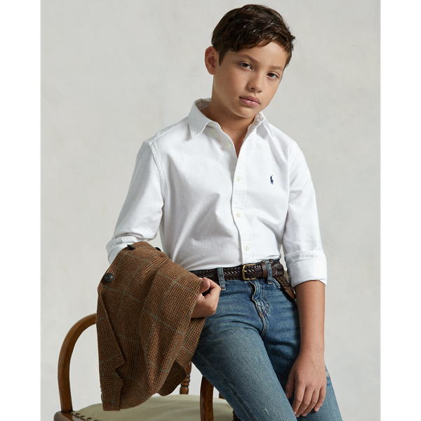 Polo Ralph Lauren Kids' Garment-dyed Cotton Oxford Shirt In White