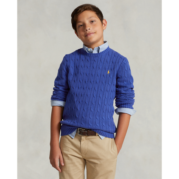Polo Ralph Lauren Kids' Cable-knit Cotton Sweater In Graphic Royal