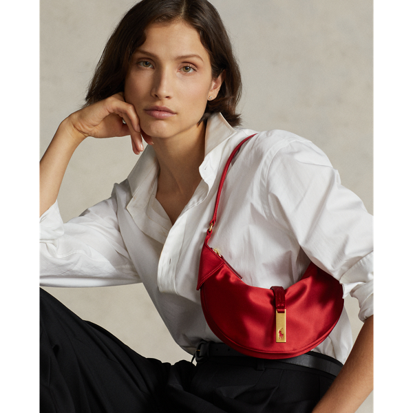 Polo Ralph Lauren Polo Id Satin Mini Shoulder Bag In Madison Red 