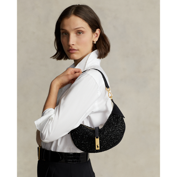 Ralph Lauren Polo Id Beaded Silk Mini Shoulder Bag In Black | ModeSens