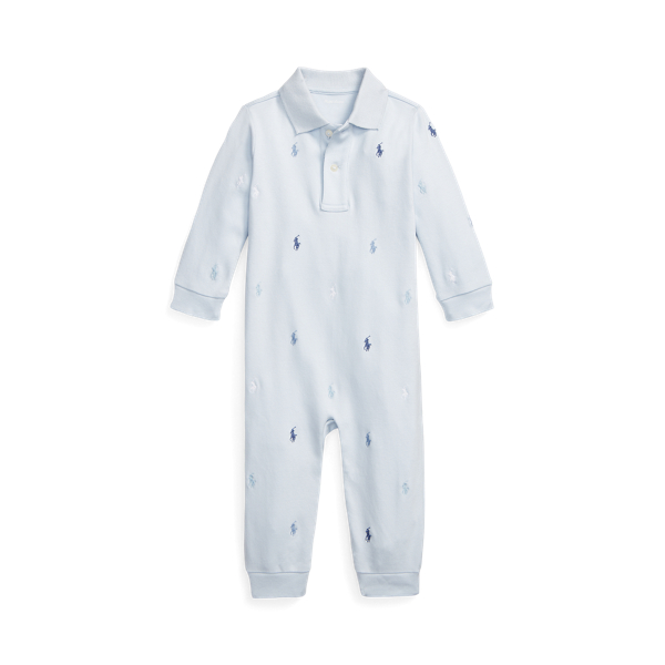 Shop Ralph Lauren Polo Pony Soft Cotton Polo Coverall In Blue