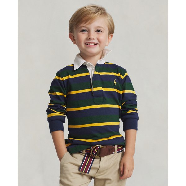 Polo Ralph Lauren Kids' The Iconic Rugby Shirt In Newport Navy Multi ...