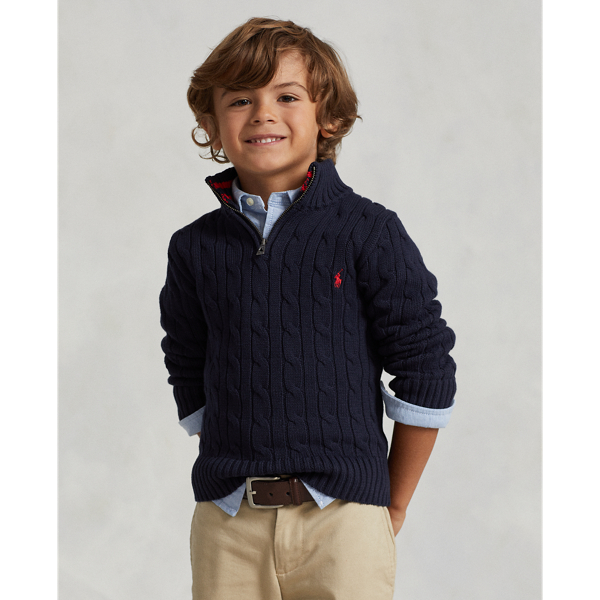 Polo Ralph Lauren Cable-knit Cotton Quarter-zip Sweater In Rl Navy/c3822