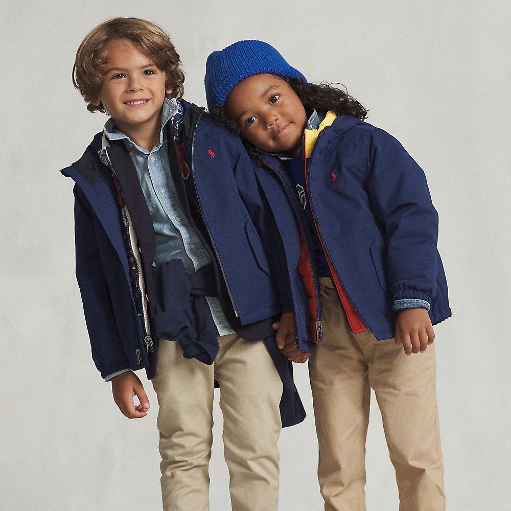 Polo Ralph Lauren Kids' P-layer 1 Water-repellent Hooded Jacket In Newport Navy