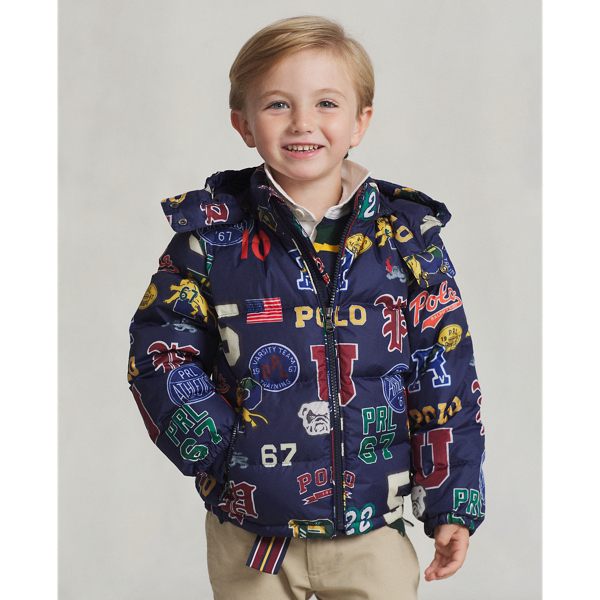 Polo Ralph Lauren Kids' Print Water-repellent Down Hooded Jacket