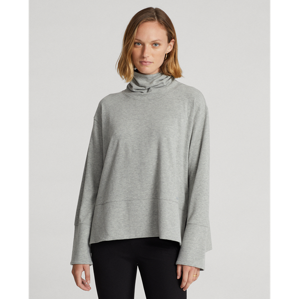 Rlx Golf Performance Cotton-blend Turtleneck In Light Grey Heather