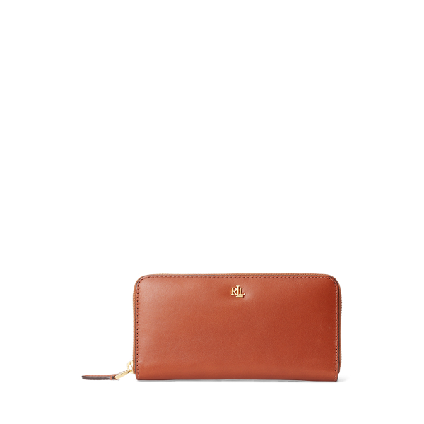 Laurèn Leather Continental Wallet In Brown