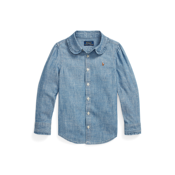 Polo Ralph Lauren Indigo Cotton Chambray Shirt In Medium Blue Wash