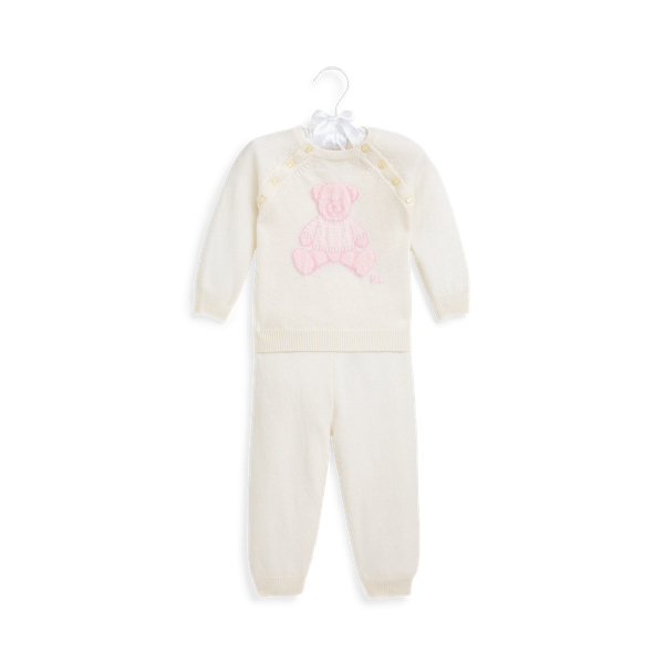 Polo Ralph Lauren Cashmere Sweater & Pant Set In Light Pink