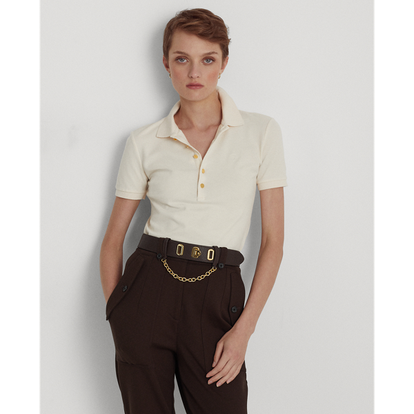 Ralph Lauren Piqué Polo Shirt In Mascarpone Cream