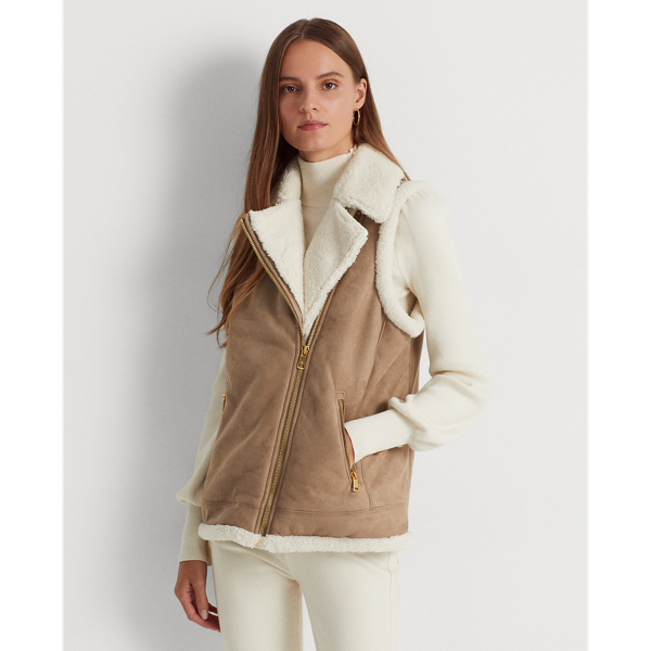 Lauren Ralph Lauren Faux suede Vest In Truffle arctic Cream ModeSens