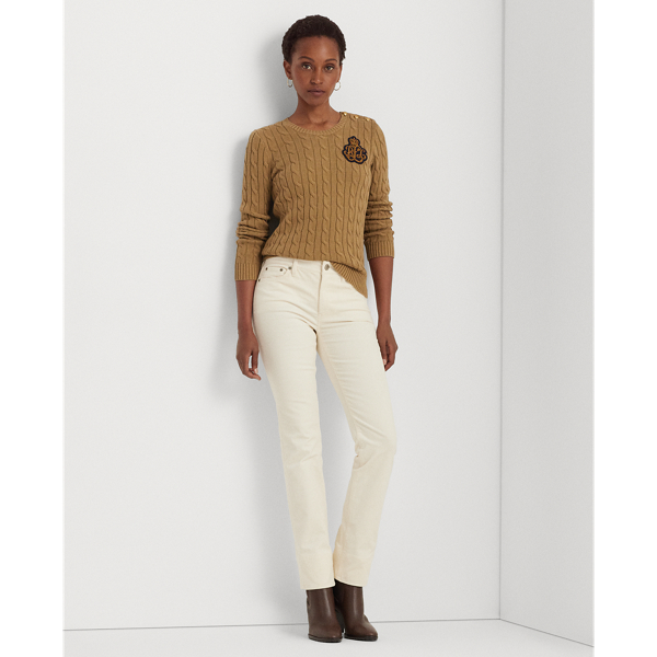 Lauren Petite Corduroy Mid-rise Straight Pant In Mascarpone Cream