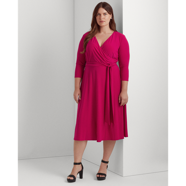 Lauren Woman Surplice Jersey Dress In Classic Red