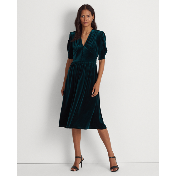 Ralph lauren green store velvet dress