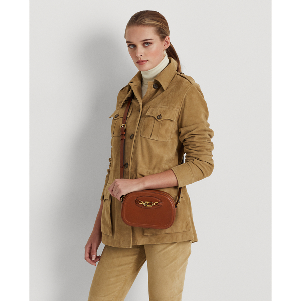 Lauren Ralph Lauren Leather Medium Jordynn Crossbody Bag In Lauren Tan