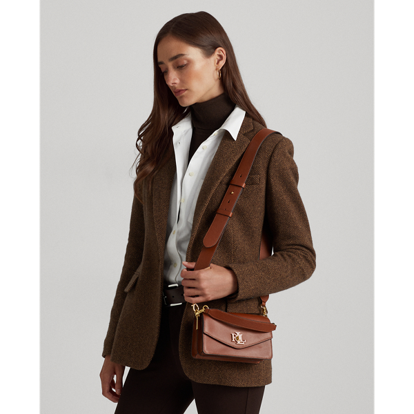 Shop Laurèn Leather Small Tayler Crossbody Bag In Tan