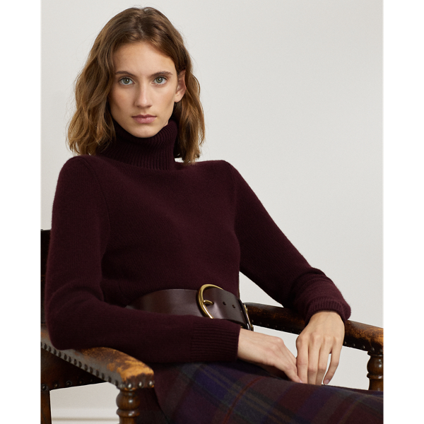 Ralph Lauren Cashmere Turtleneck Sweater In Bordeaux 1