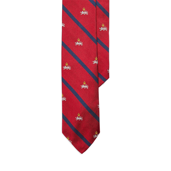 Ralph Lauren Striped Silk Repp Narrow Club Tie In Red