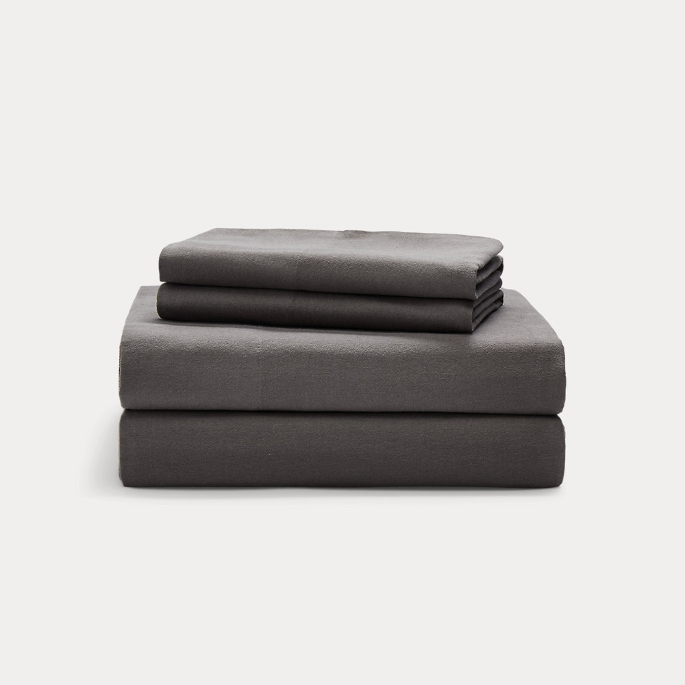 Ralph Lauren Solid Flannel Sheet Set In Light Grey