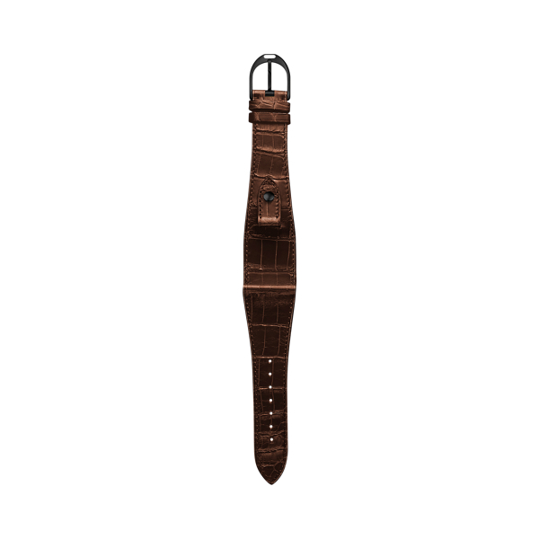 Polo Ralph Lauren Large Stirrup Alligator Watch Strap In Brown/black