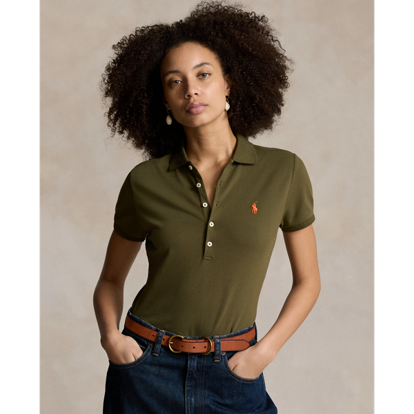 Shop Ralph Lauren Slim Fit Stretch Polo Shirt In Canopy Olive