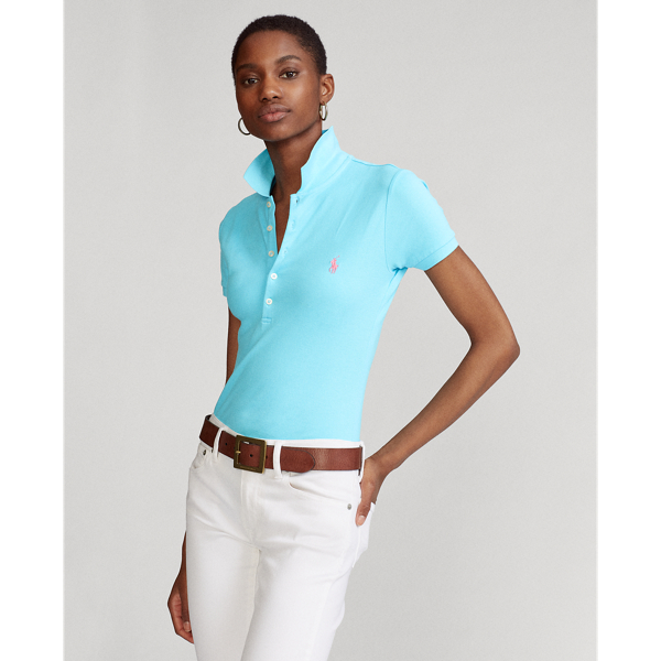 Ralph Lauren Slim Fit Stretch Polo Shirt In Turquoise Nova