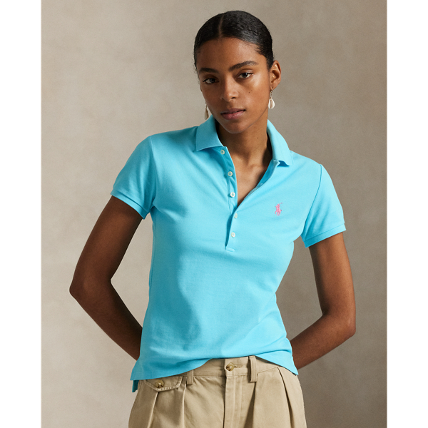 Ralph Lauren Slim Fit Stretch Polo Shirt In Turquoise Nova