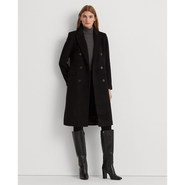 Lauren Ralph Lauren Double-breasted Wool-blend Reefer Coat In Black |  ModeSens