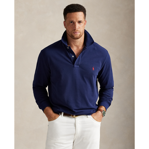 Polo Ralph Lauren Long-sleeved Polo Shirt With Classic Collar In Newport Navy/c3870