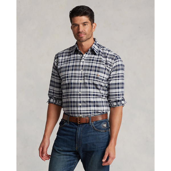 Polo Ralph Lauren Plaid Oxford Shirt In Blue