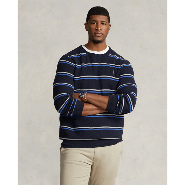 Navy, Cotton Mesh Sweater