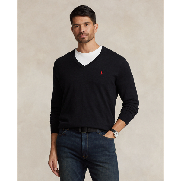 Polo Ralph Lauren Cotton V-neck Sweater In Polo Black