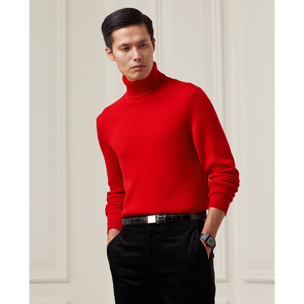 Ralph Lauren Purple Label Cashmere Turtleneck Sweater In Classic Red