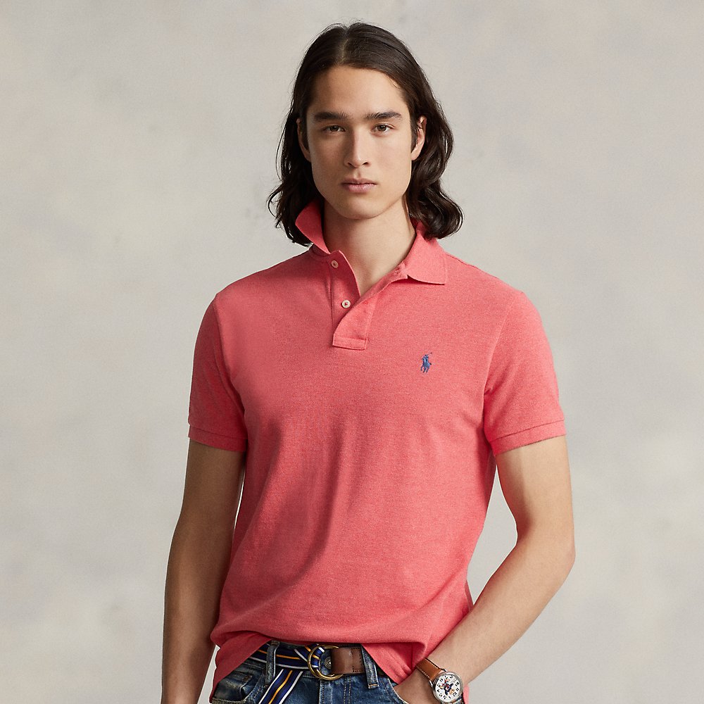 Ralph Lauren Custom Slim Fit Mesh Polo Shirt In Highland Rose Heather