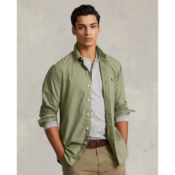 Polo Ralph Lauren Classic Fit Garment-dyed Oxford Shirt In Sage Green