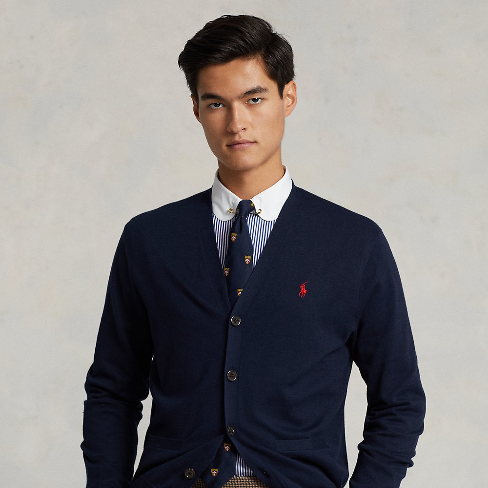 Shop Polo Ralph Lauren Cotton V-neck Cardigan In Blue