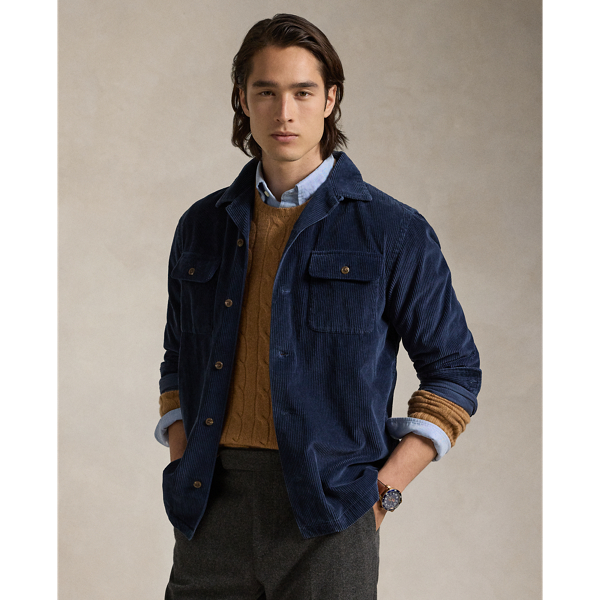 Ralph Lauren Classic Fit Corduroy Camp Shirt In Newport Navy