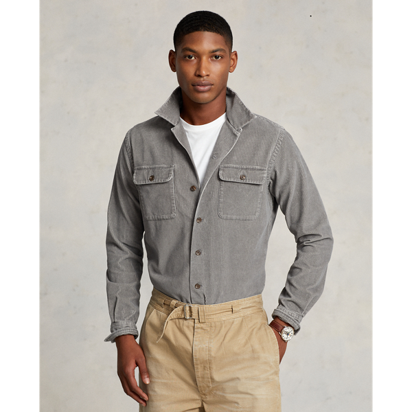 Polo Ralph Lauren Classic Fit Corduroy Camp Shirt In Perfect Grey