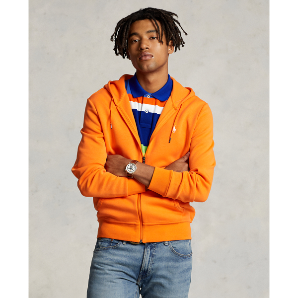 Ralph Lauren Double-knit Full-zip Hoodie In Orange