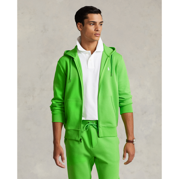 Ralph Lauren Double-knit Full-zip Hoodie In Galaxy Green