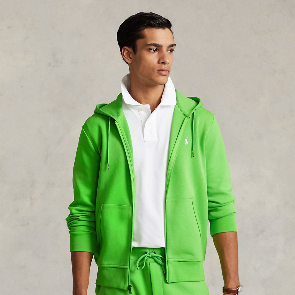 Ralph Lauren Double-knit Full-zip Hoodie In Galaxy Green