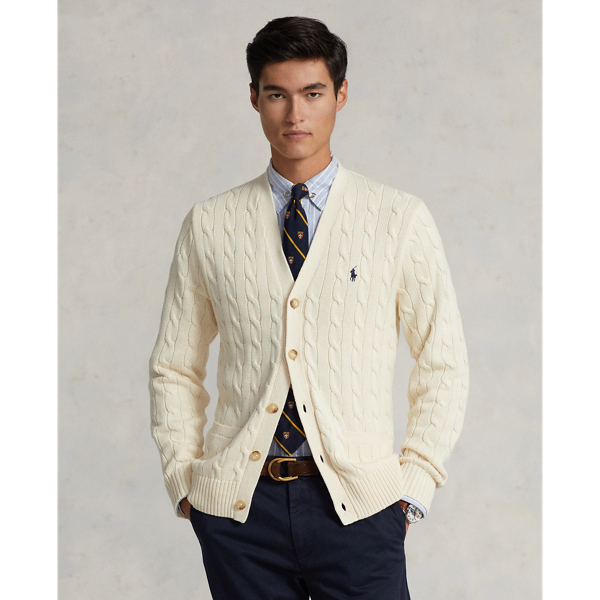 Ralph Lauren Cable-knit Cotton Cardigan In Andover Cream